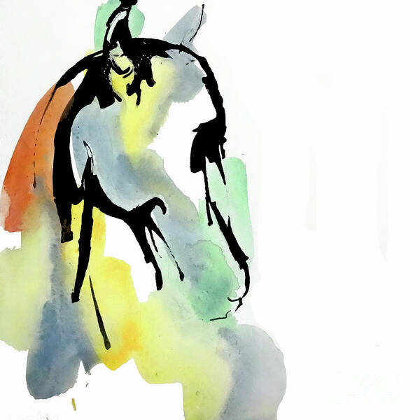 Original Watercolors Art Print featuring the painting Tinted Horse Head 1 by Chris Paschke