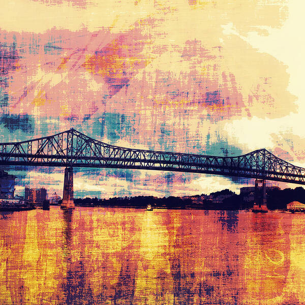 Brandi Fitzgerald Art Print featuring the digital art Tobin Bridge Boston MA by Brandi Fitzgerald