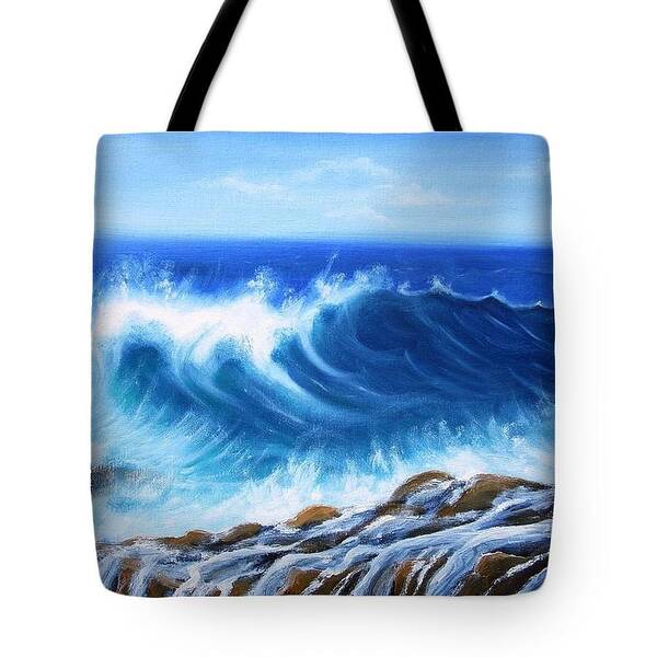Tote Bag Art Print featuring the painting Tote bag, Wave by Vesna Martinjak