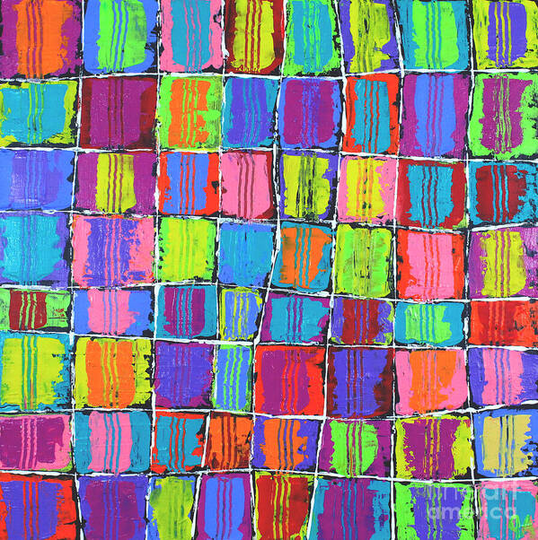 Tracks Art Print featuring the painting Tracks Over Squares by Jeremy Aiyadurai
