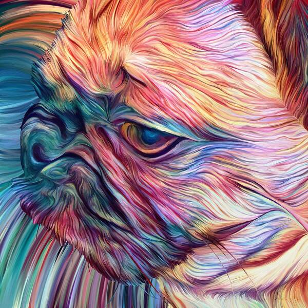 Dog Art Print featuring the digital art Trippy Arabella by Matthew Lindley