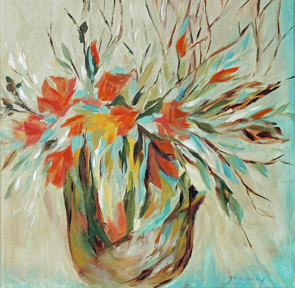 Floral Art Print featuring the painting Tropical Arrangement by Jo Smoley
