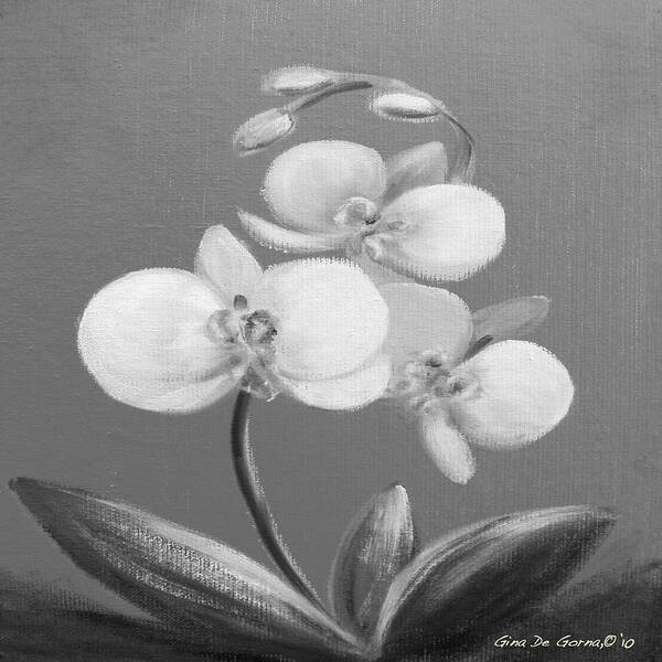 Original Art Print featuring the painting Tropical Elegance in Black and White by Gina De Gorna