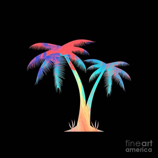 Palm Art Print featuring the digital art Tropical Palm Trees by Rachel Hannah