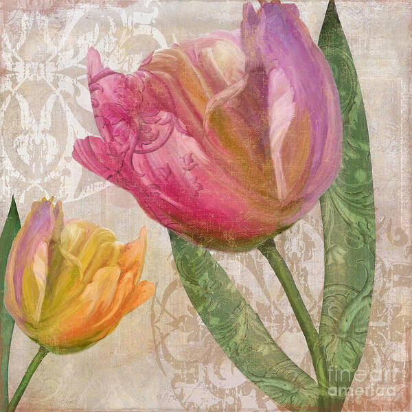 Tulip Art Print featuring the painting Tulip Tempest II by Mindy Sommers