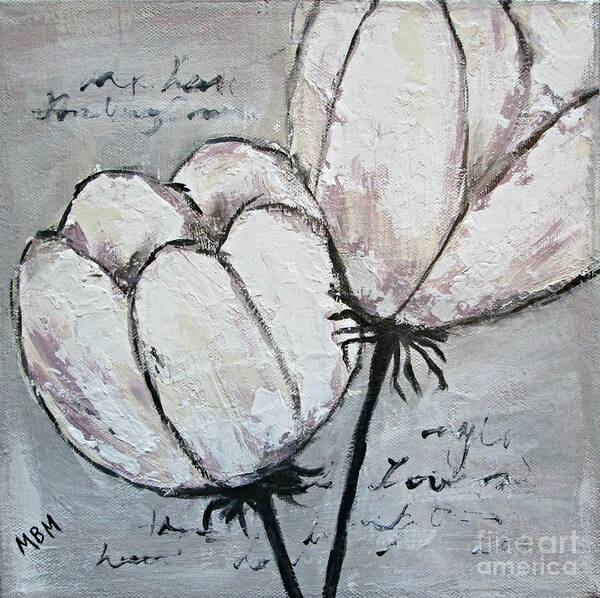 Tulips Art Print featuring the painting Tulipe by Mary Mirabal