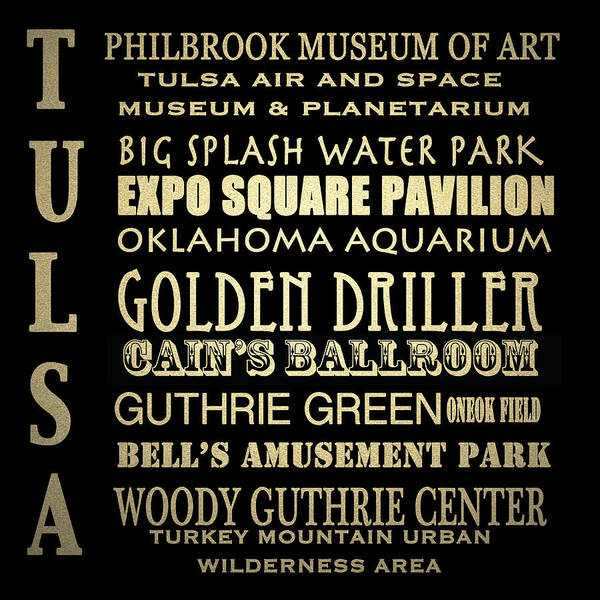 Tulsa Art Print featuring the digital art Tulsa Oklahoma Famous Landmarks by Patricia Lintner