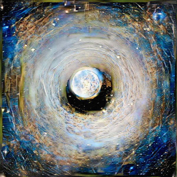 Canvas Art Print featuring the digital art Tunnel to the Moon by Bruce Rolff