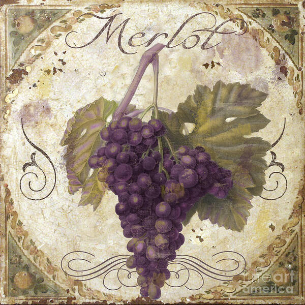 Merlot Wine Art Art Print featuring the painting Tuscan Table Merlot by Mindy Sommers