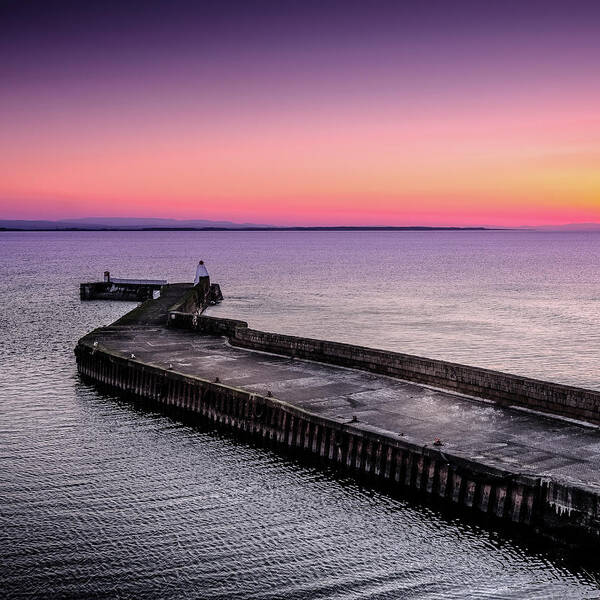 Burghead Art Print featuring the photograph Twilight, Burghead Harbour by Peter OReilly