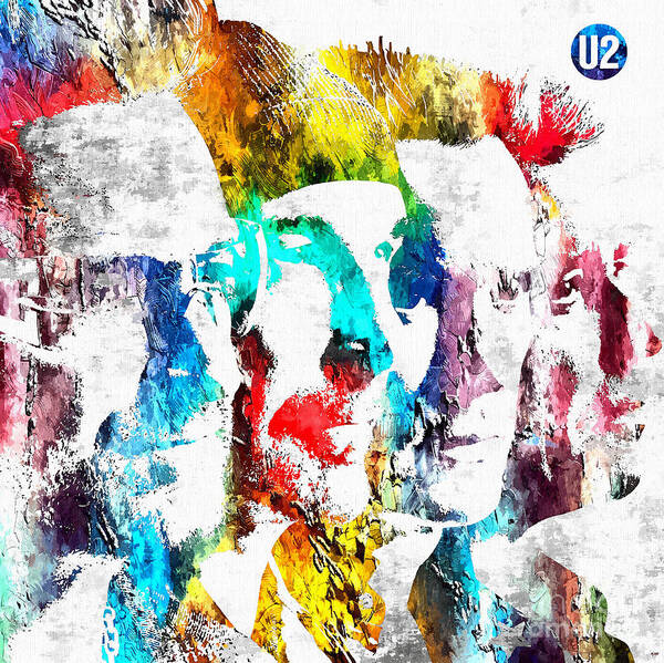 U2 Grunge Art Print featuring the mixed media U2 Grunge by Daniel Janda