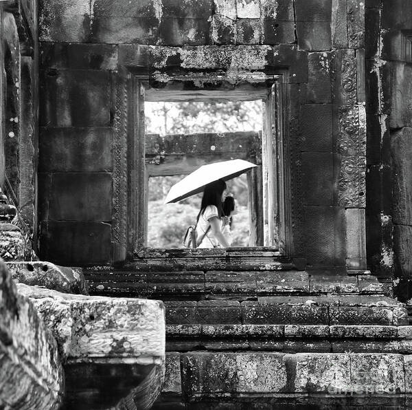 Angkor Wat Art Print featuring the photograph Umbrella Angkor Wat by Chuck Kuhn