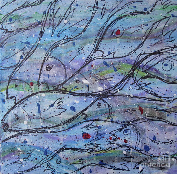 Fish Art Print featuring the painting Under the Sea by Linda Cranston