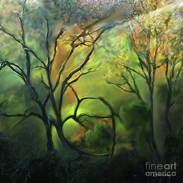 Forest Art Print featuring the painting Under wood in autumn by Christian Simonian