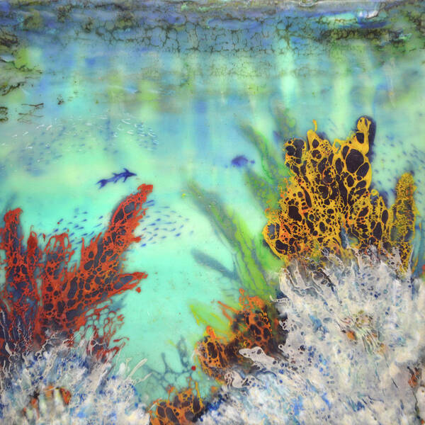 Encaustic Art Print featuring the painting Underwater #2 by Jennifer Creech