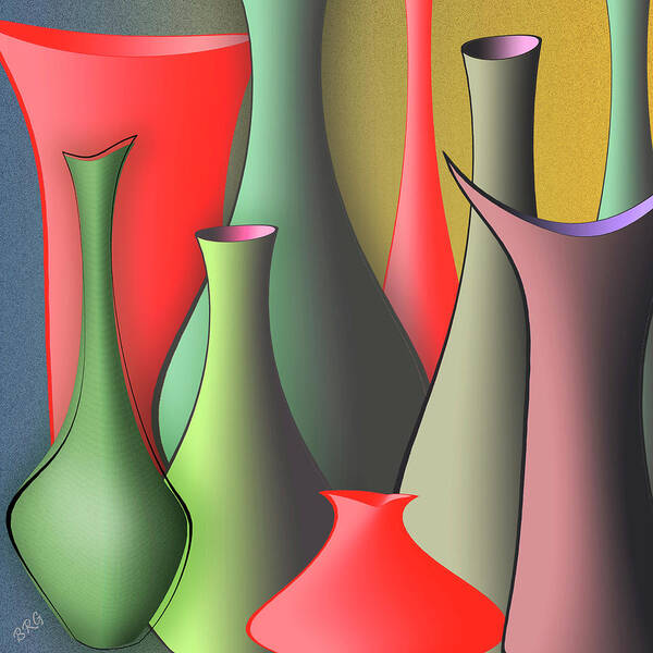 Abstract Still Life Art Print featuring the digital art Vases Still Life by Ben and Raisa Gertsberg