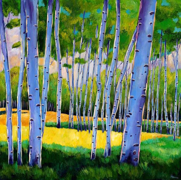 Landscapes Art Print featuring the painting View Through Aspen by Johnathan Harris