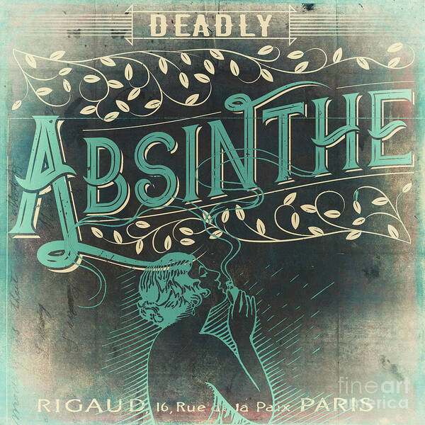 Absinthe Art Print featuring the painting Vintage Absinthe Label by Mindy Sommers