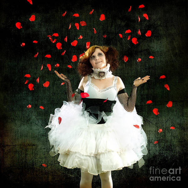 Rose Art Print featuring the photograph Vintage Dancer Series Raining Rose Petals by Cindy Singleton