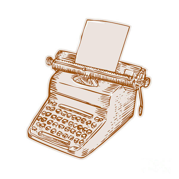Etching Art Print featuring the digital art Vintage Old Style Typewriter Etching by Aloysius Patrimonio