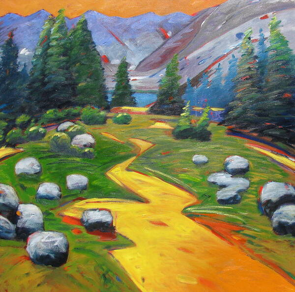 Landscape Art Print featuring the painting Way To The Lake by Gary Coleman