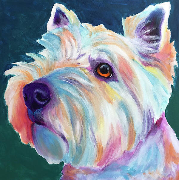 Pet Portrait Art Print featuring the painting Westie - Chispy Profile by Dawg Painter