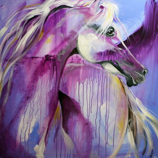 Horse Paintings Art Print featuring the painting White Arabian Nights by Laurie Pace
