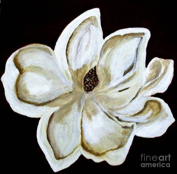 Painting Art Print featuring the painting White Magnolia On Black by Marsha Heiken