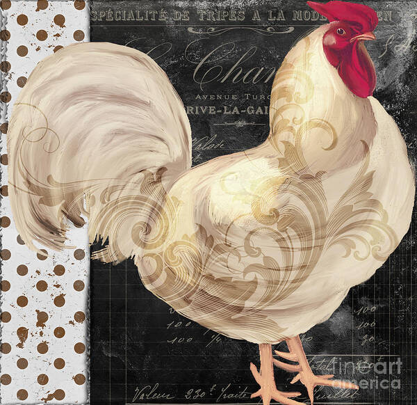 White Rooster Art Print featuring the painting White Rooster Cafe I by Mindy Sommers