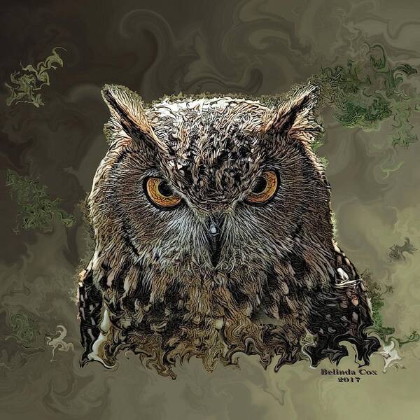 Digital Art Art Print featuring the digital art Wild Owl by Artful Oasis