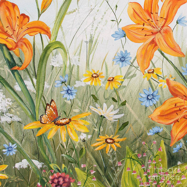 Acrylic Painting Art Print featuring the painting Wildflowers-JP3254 by Jean Plout