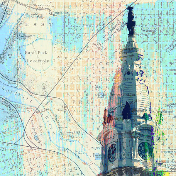 Brandi Fitzgerald Art Print featuring the digital art William Penn City Hall v2 by Brandi Fitzgerald