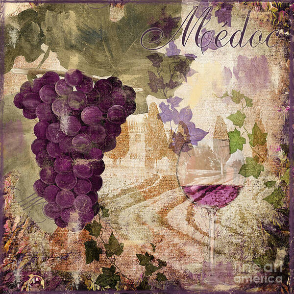 Medoc Wine Art Print featuring the painting Wine Country Medoc by Mindy Sommers