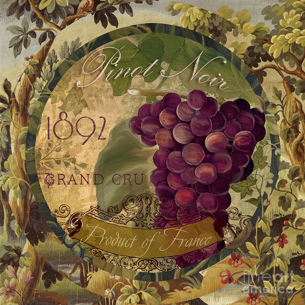 Wines Art Print featuring the painting Wines of France Pinot Noir by Mindy Sommers