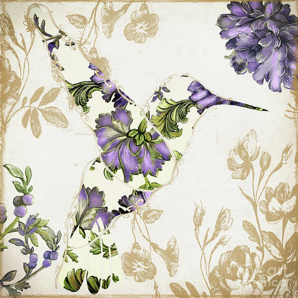 Hummingbird Art Print featuring the painting Winged Tapestry III by Mindy Sommers