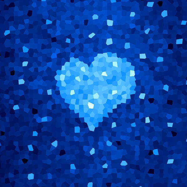 Heart Art Print featuring the digital art Winter Blue Crystal Heart by Boriana Giormova
