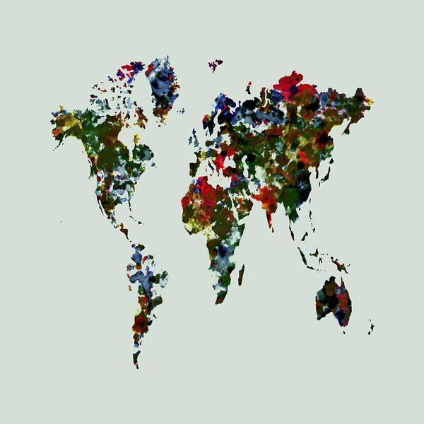 World Map Art Print featuring the painting World Map 12b by Brian Reaves