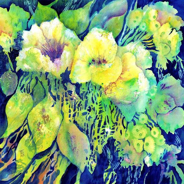 Abstract Flowers Art Print featuring the painting Yellow Flower Potpourri by Sabina Von Arx