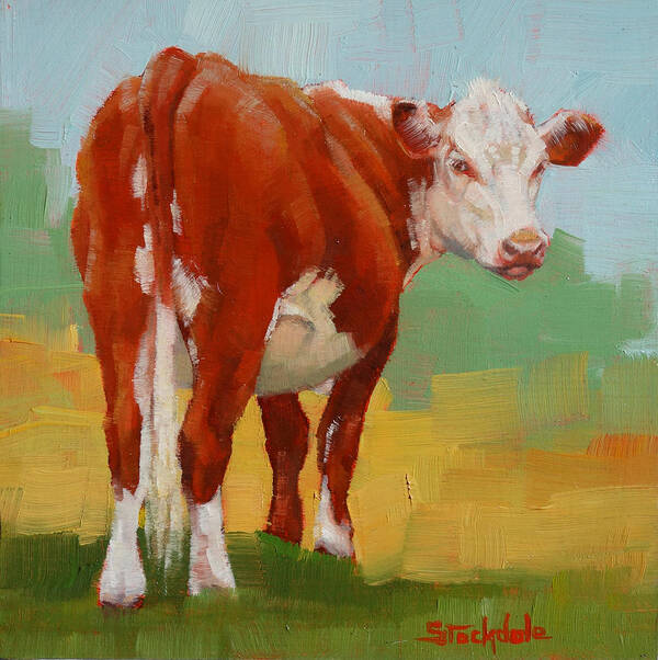 Cow Art Print featuring the painting Young Cow by Margaret Stockdale