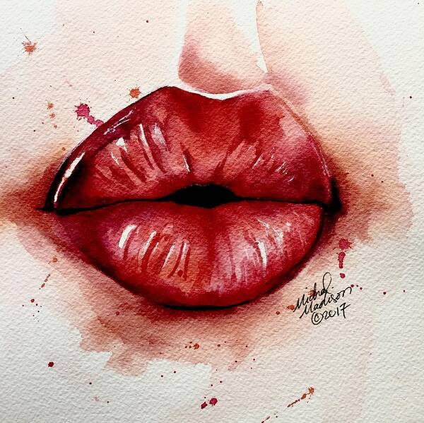 Lips Art Print featuring the painting Your Whisper by Michal Madison