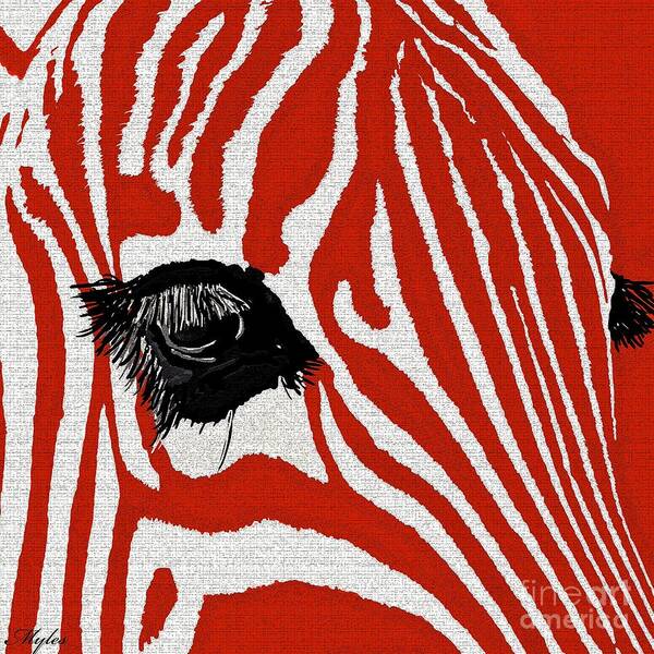 Zebra Art Print featuring the painting Zebra Red by Saundra Myles