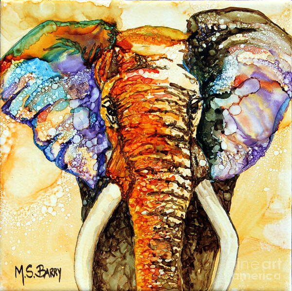 Elephant Art Print featuring the painting Zulu by Maria Barry