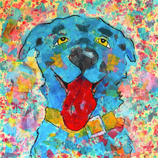 Dog Art Print featuring the painting Blue Dog #1 by Robin Wiesneth