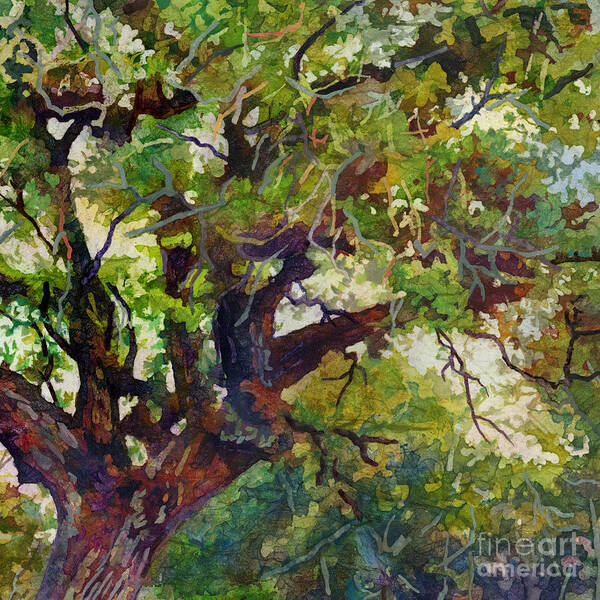 Country Art Print featuring the painting Country Lane - Oak Tree by Hailey E Herrera