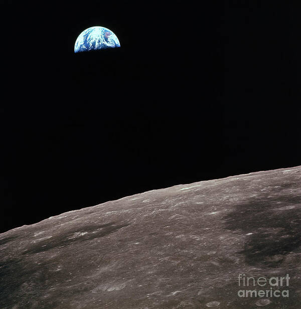 Research Art Print featuring the photograph Earthrise Over Lunar Horizon #1 by Bettmann