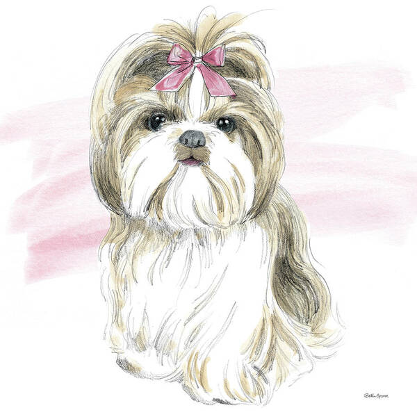 Animal Art Print featuring the painting Glamour Pups Viii #1 by Beth Grove