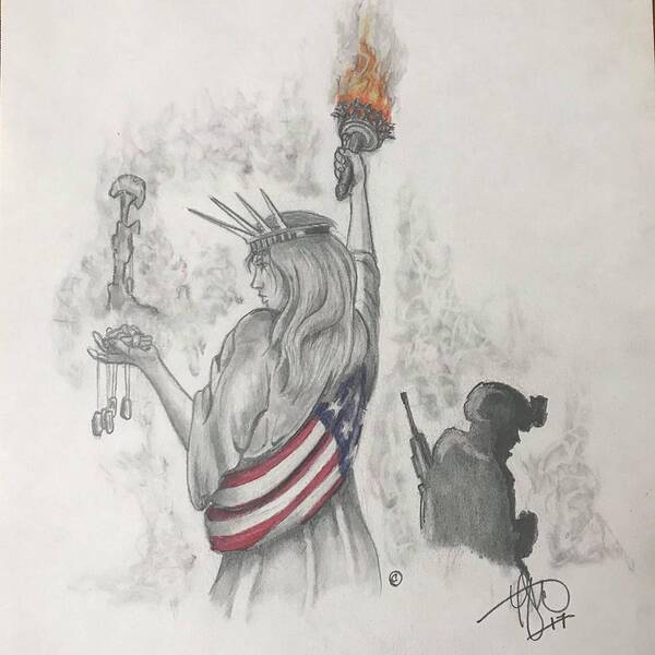  Libertty Art Print featuring the drawing Liberty and Justice for All by Howard King