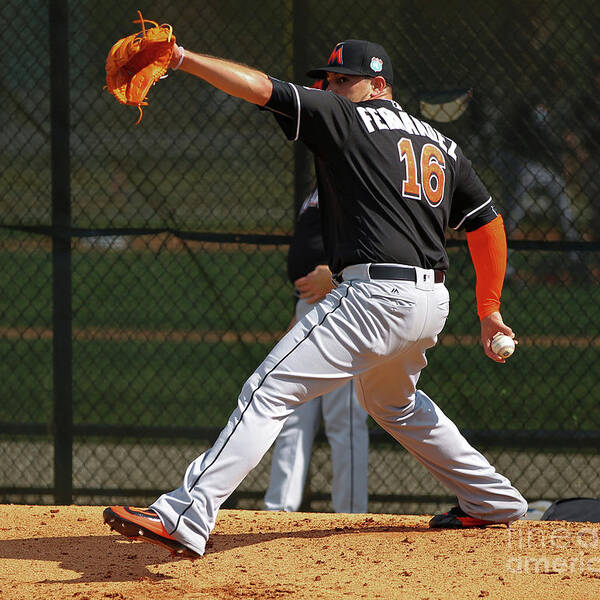 People Art Print featuring the photograph Miami Marlins Workout by Rob Foldy