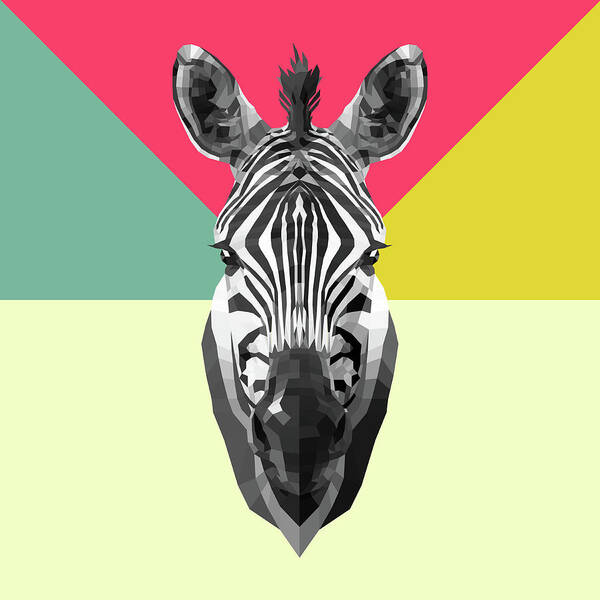 Zebra Art Print featuring the digital art Party Zebra #1 by Naxart Studio
