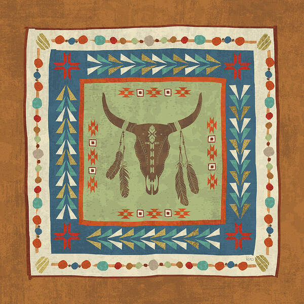 Bead And Reel Art Print featuring the painting Southwest At Heart Tile Iv #1 by Veronique Charron